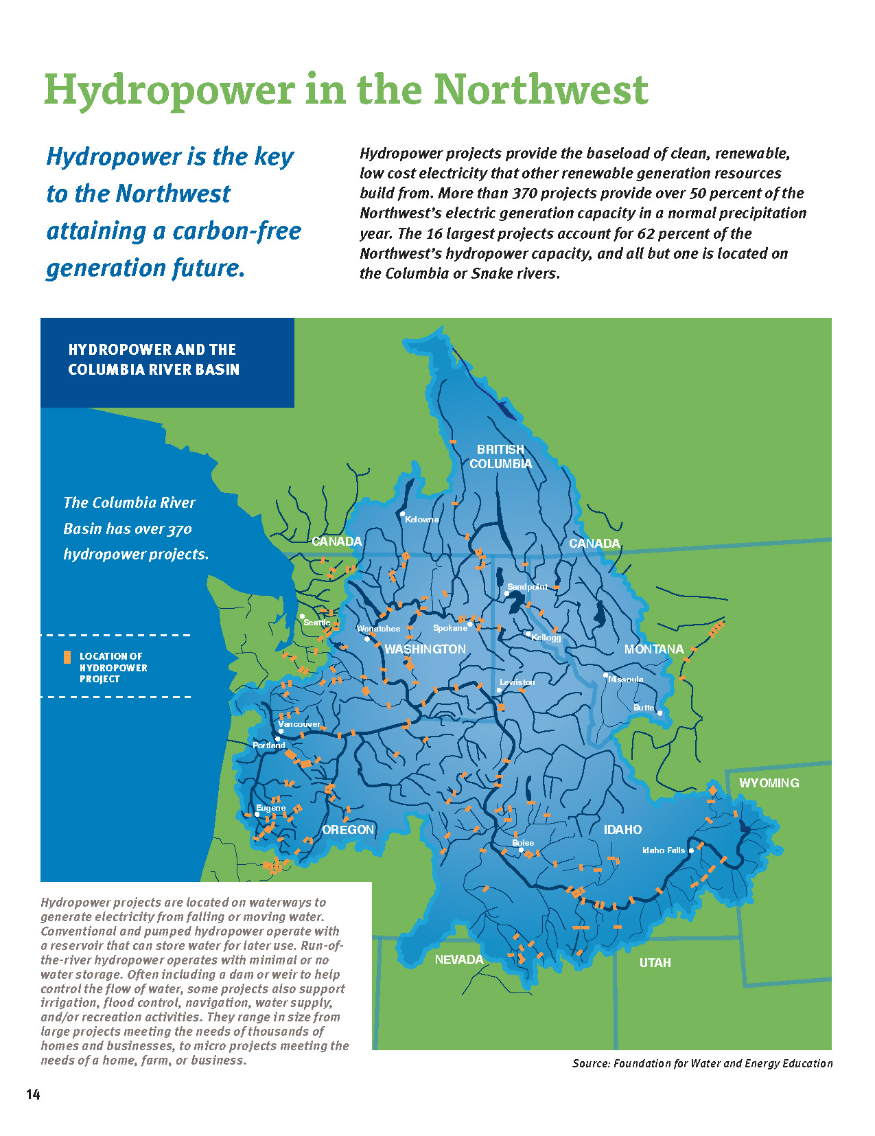 The Columbia River Basin has over 370 hydropower projects.